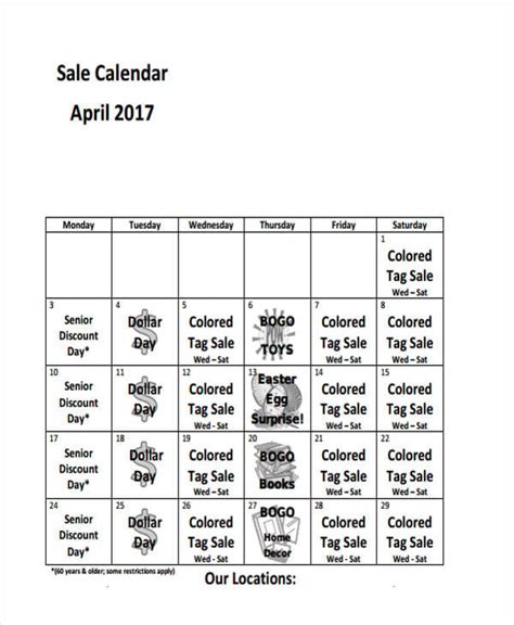 stylish city sample sale calendar.